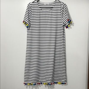 Fun black & white striped dress with color